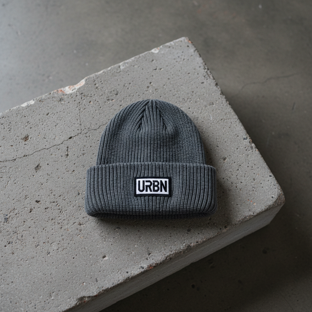 HW Street Beanie flat lay on concrete