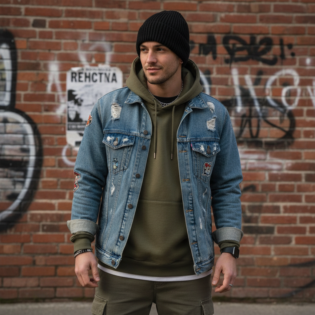 Model wearing HW Street Beanie in urban setting
