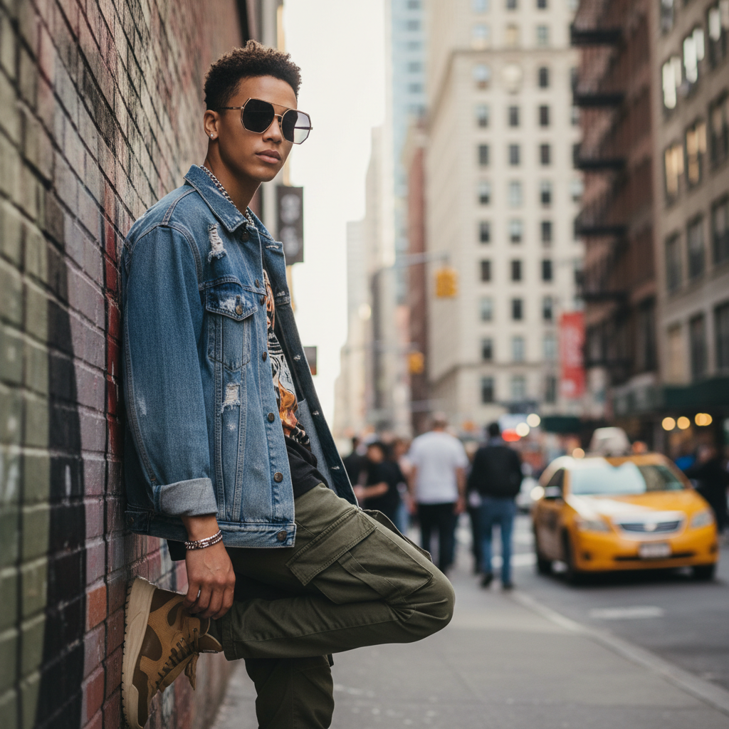 Model wearing HW Street Sunglasses outdoors in urban setting